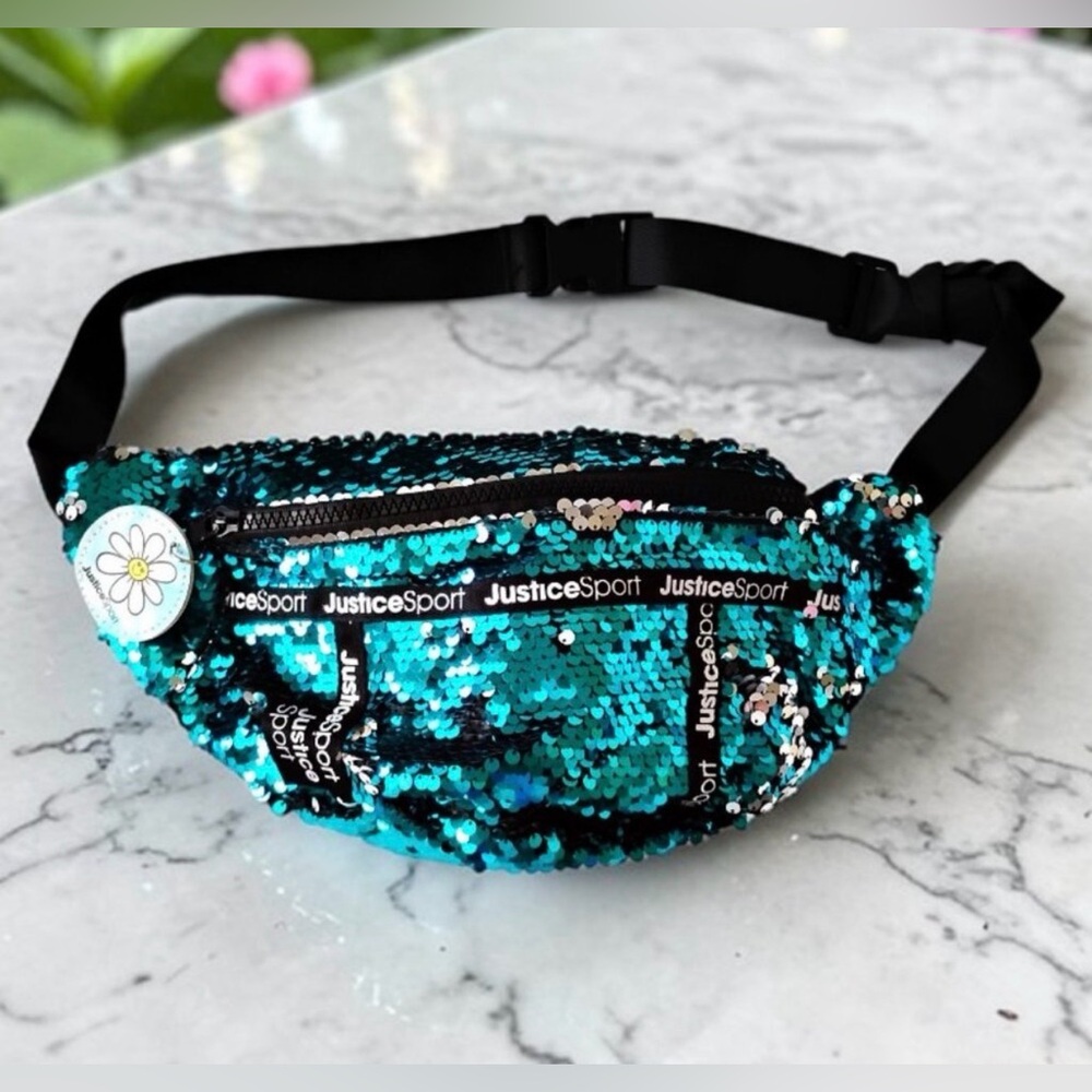 NEW! Justice Sport Teal Sequin Fanny Pack